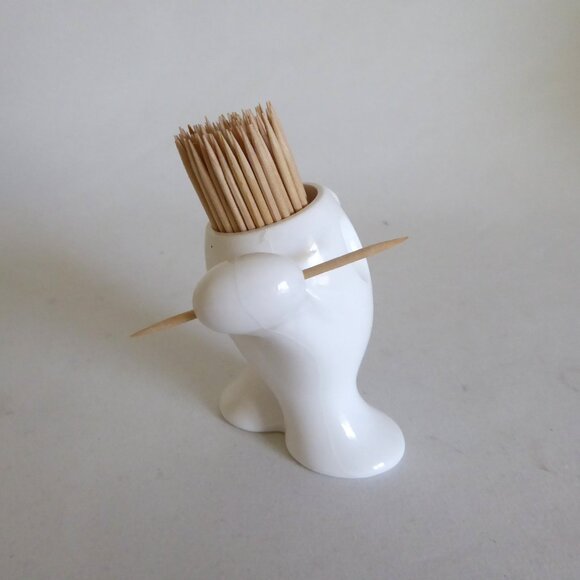 KOZIOL BRAND GERMANY CONTEMPORARY PICNIX WHITE HAPPY FACE TOOTHPICK HOLDER (USED - Picture 3 of 10